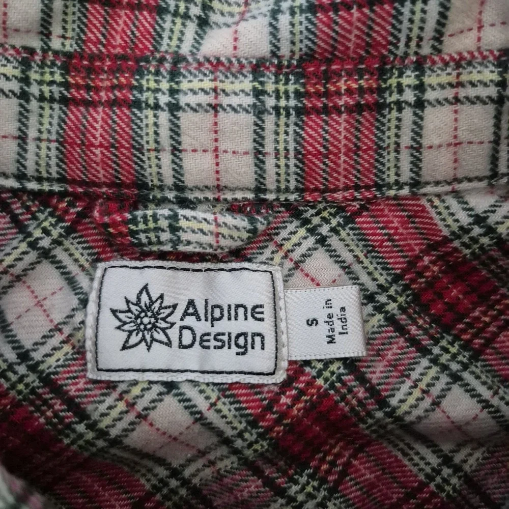 Alpine Design Shirt Womens S Red/Cream Sky Pond Plaid Hike Midweight Flannel NEW